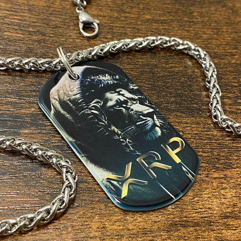 Noir XRP Lion | Stainless Steel UV Printed Dog Tag