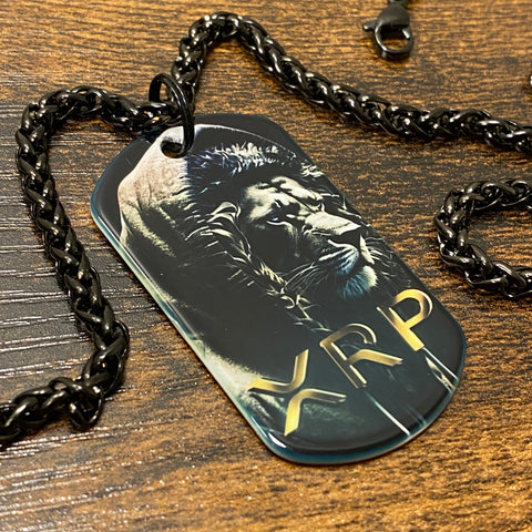 Noir XRP Lion | Stainless Steel UV Printed Dog Tag
