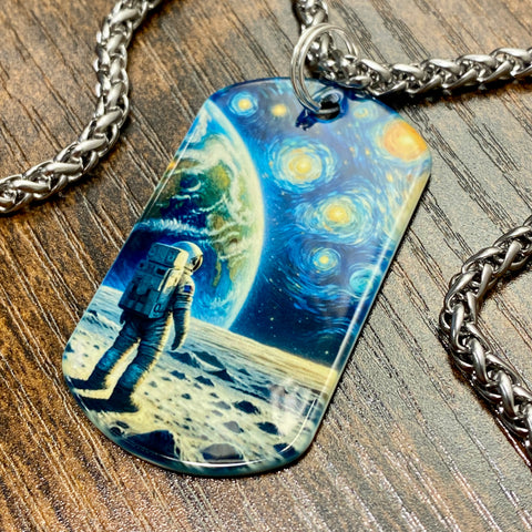 Moon Gaze | Stainless Steel UV Printed Dog Tag
