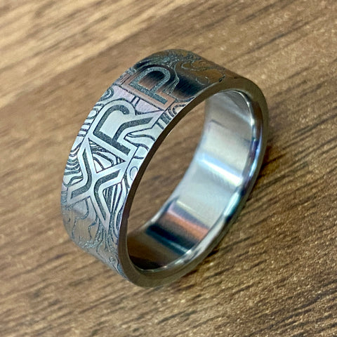 XRP | Engraved Black Zirconium Ring