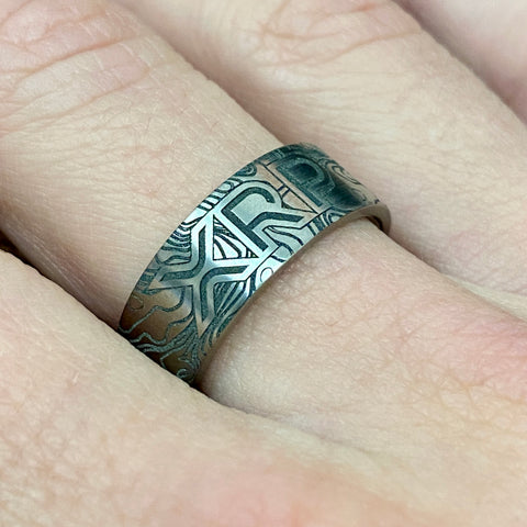 XRP | Engraved Black Zirconium Ring