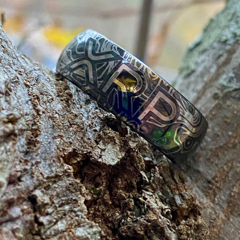 XRP | Engraved Black Zirconium Ring