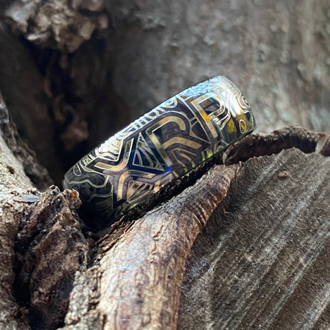 XRP | Engraved Black Zirconium Ring