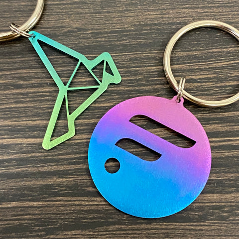 Cut Through Titanium Keychains