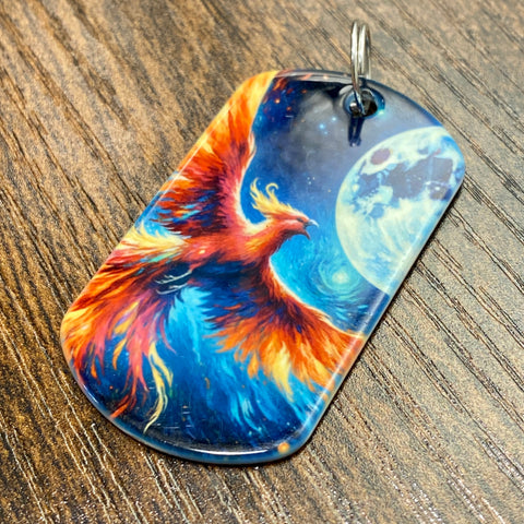 Lunar Phoenix | Stainless Steel UV Printed Dog Tag