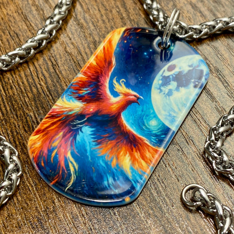 Lunar Phoenix | Stainless Steel UV Printed Dog Tag