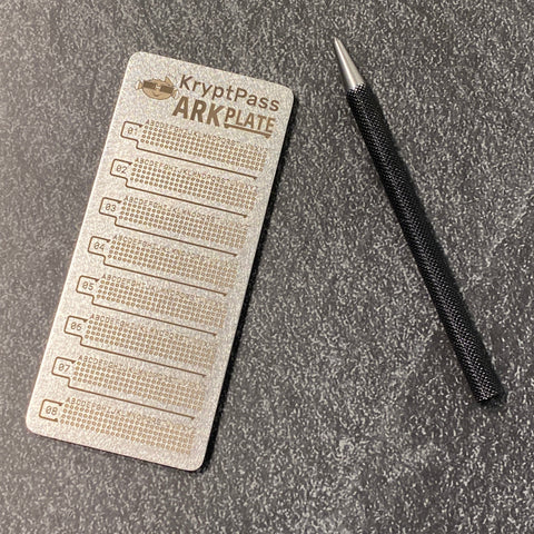 KryptPass ARK Plate | Password Recovery Key Plate