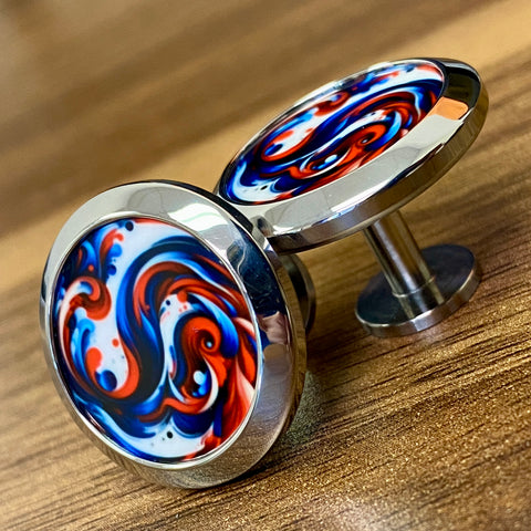 Blue and Red | Titanium Cufflinks