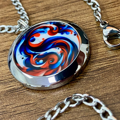 Blue and Red | Machined Pendant