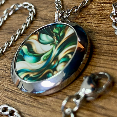 Green and Gold | Machined Pendant