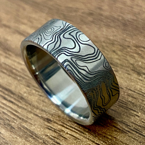 XRP | Engraved Black Zirconium Ring