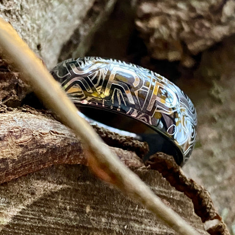 XRP | Engraved Black Zirconium Ring