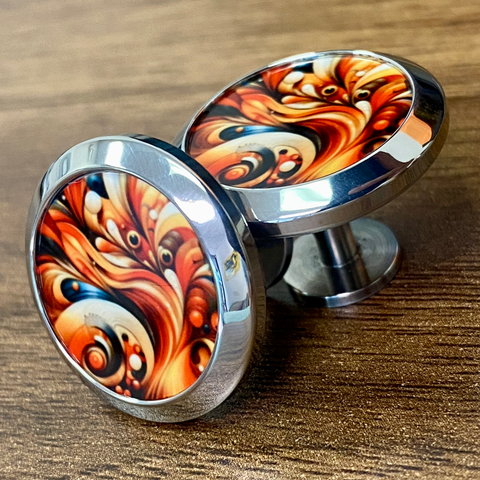 Orange | Titanium Cufflinks